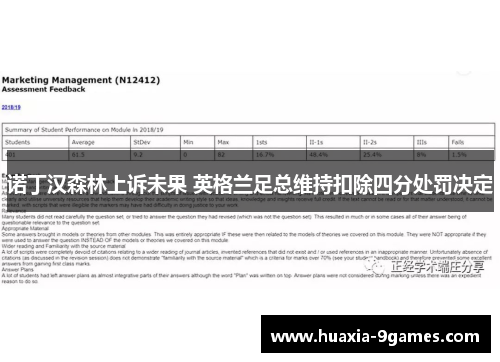 诺丁汉森林上诉未果 英格兰足总维持扣除四分处罚决定